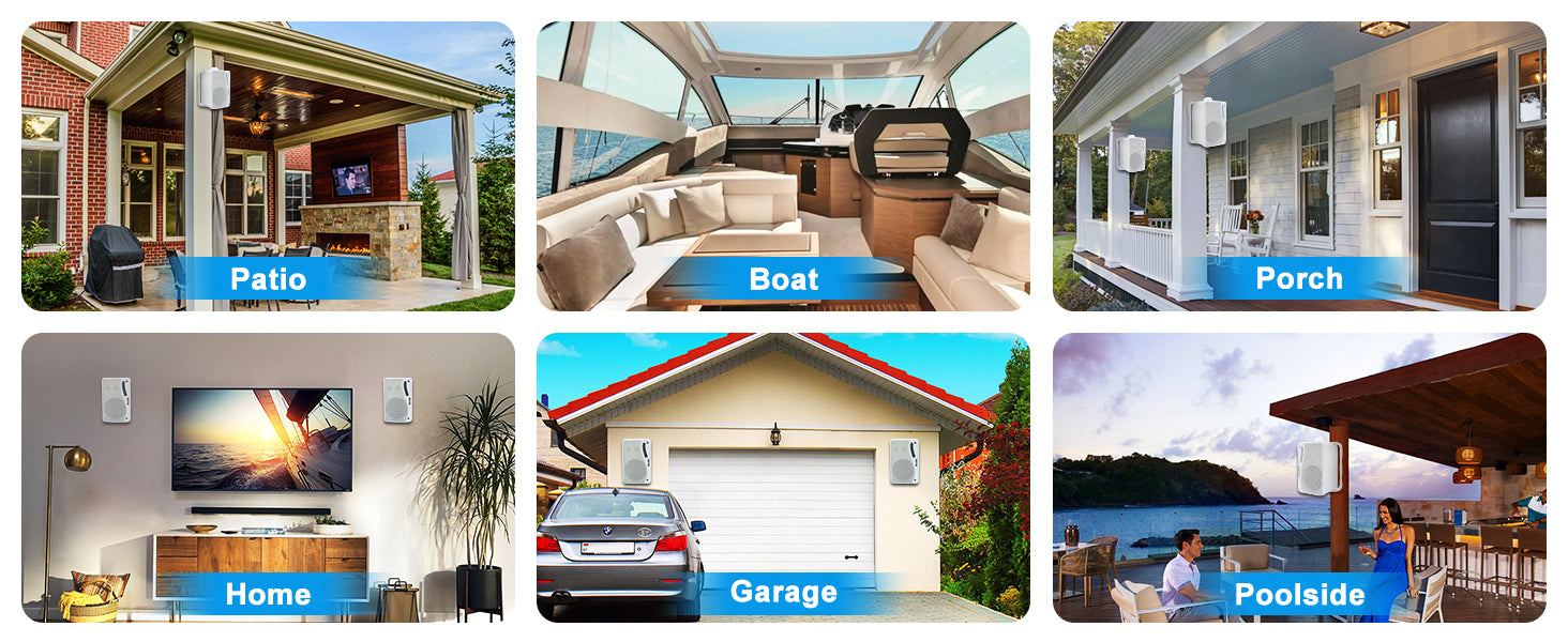 Herdio 3.5‘’ 2PCS Passive Outdoor Speakers Wired Waterproof 200W 3 Way Premium Mountable Wall Mount Speakers With Superior Sound