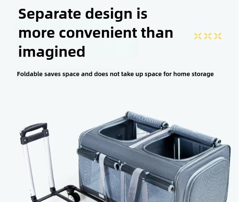 30kg Heavy - Duty Foldable Pet Carrier for Dogs/Cats - All - Terrain Trolley with Removable Wheels, Breathable XXL Travel Stroller - Lily.sg Global Shopping