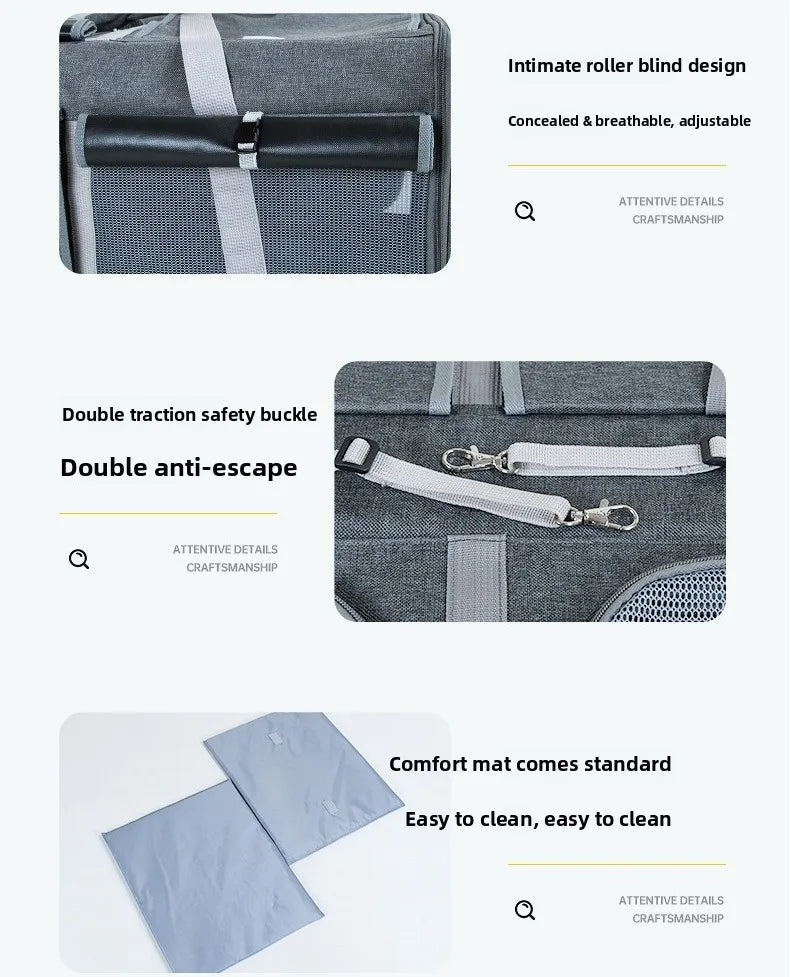 30kg Heavy - Duty Foldable Pet Carrier for Dogs/Cats - All - Terrain Trolley with Removable Wheels, Breathable XXL Travel Stroller - Lily.sg Global Shopping