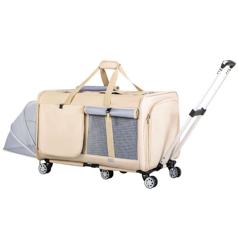 30kg Heavy - Duty Foldable Pet Carrier for Dogs/Cats - All - Terrain Trolley with Removable Wheels, Breathable XXL Travel Stroller - Lily.sg Global Shopping