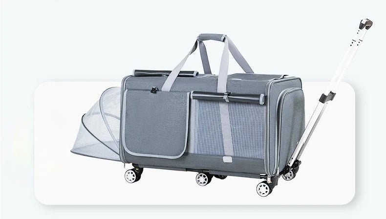 30kg Heavy - Duty Foldable Pet Carrier for Dogs/Cats - All - Terrain Trolley with Removable Wheels, Breathable XXL Travel Stroller - Lily.sg Global Shopping