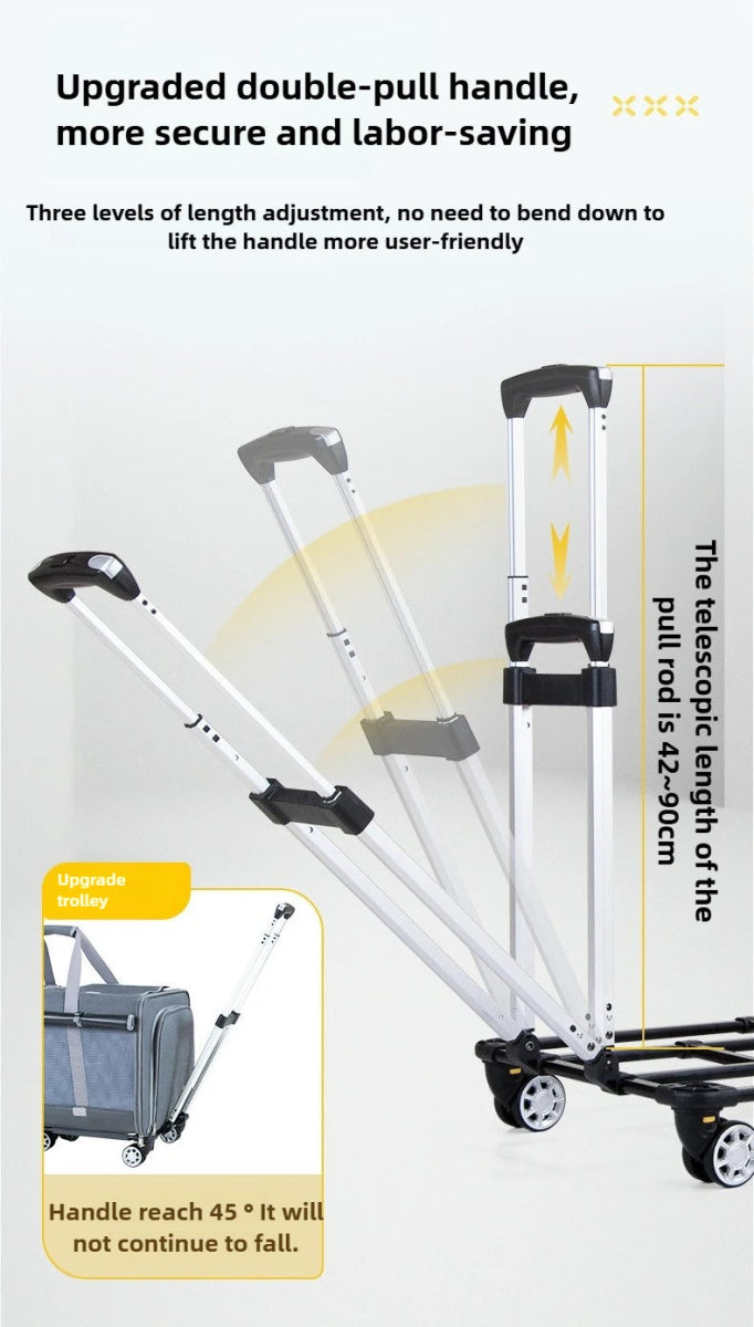 30kg Heavy - Duty Foldable Pet Carrier for Dogs/Cats - All - Terrain Trolley with Removable Wheels, Breathable XXL Travel Stroller - Lily.sg Global Shopping