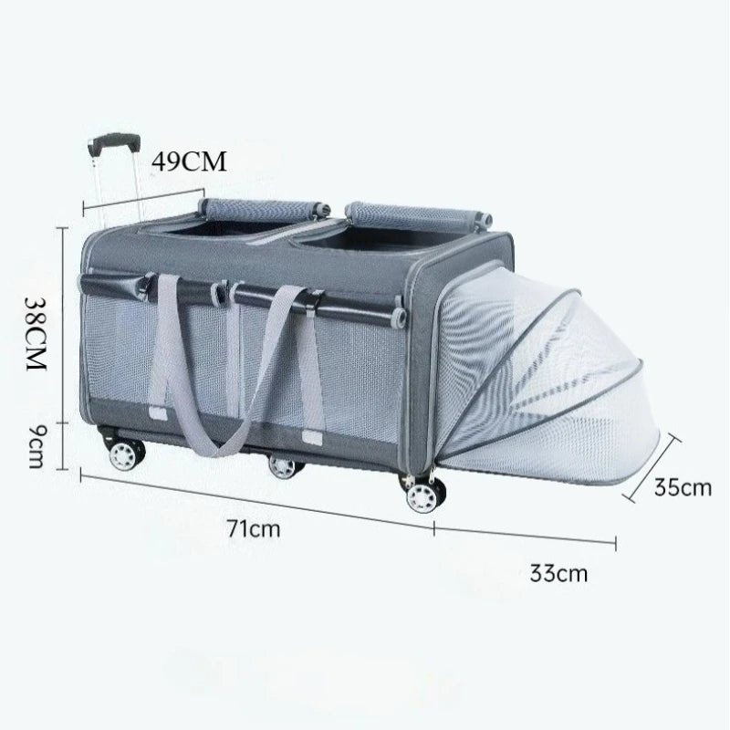 30kg Heavy - Duty Foldable Pet Carrier for Dogs/Cats - All - Terrain Trolley with Removable Wheels, Breathable XXL Travel Stroller - Lily.sg Global Shopping