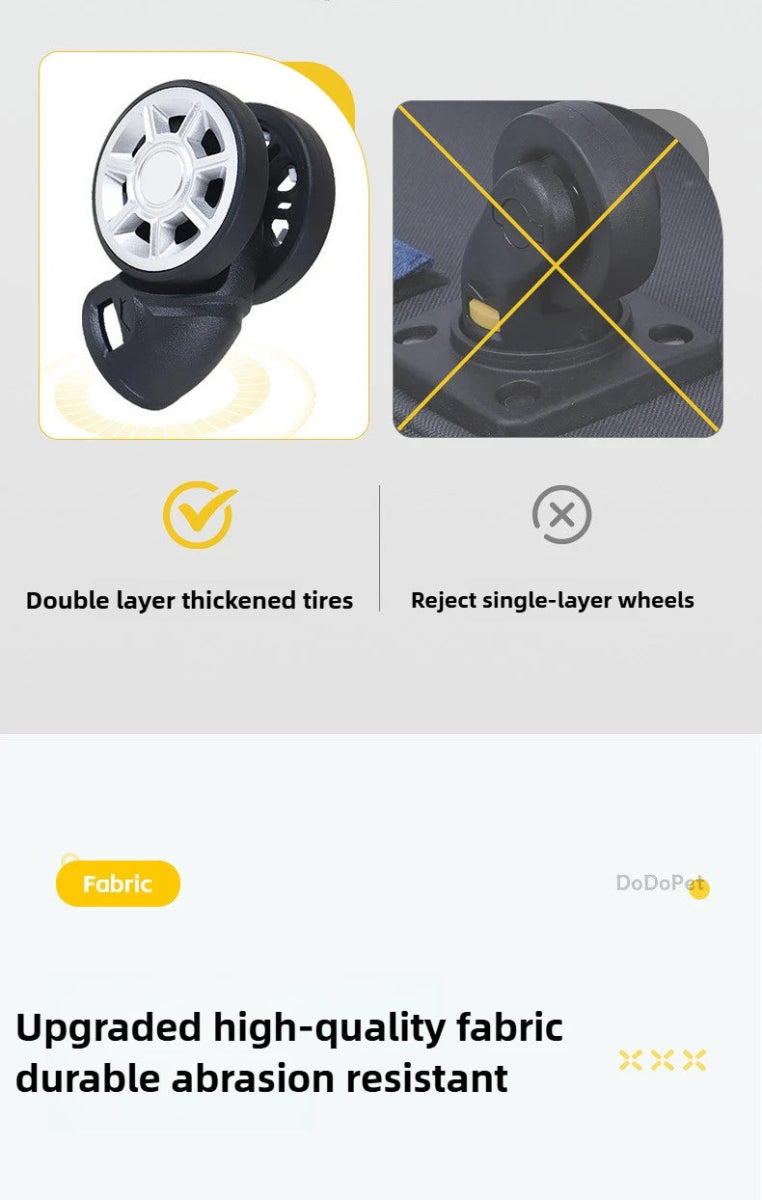 30kg Heavy - Duty Foldable Pet Carrier for Dogs/Cats - All - Terrain Trolley with Removable Wheels, Breathable XXL Travel Stroller - Lily.sg Global Shopping