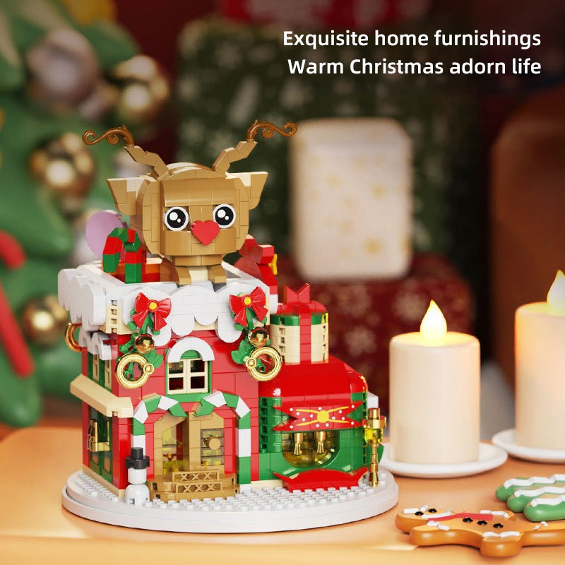 Christmas Gifts Micro Building Block Series Santa Claus Reindeer Puzzle Assembling Bricks Table Decoration Toys Children Kids