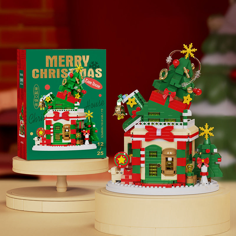 Christmas Gifts Micro Building Block Series Santa Claus Reindeer Puzzle Assembling Bricks Table Decoration Toys Children Kids