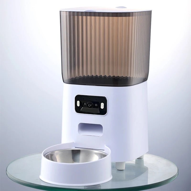 5L Pet Feeder with Camera Automatic Cat Feeder Smart Dog Food Dispenser WiFi Timing Stainless Steel Feeding Bowl（No 5V 2A Plug） - Lily.sg Global Shopping
