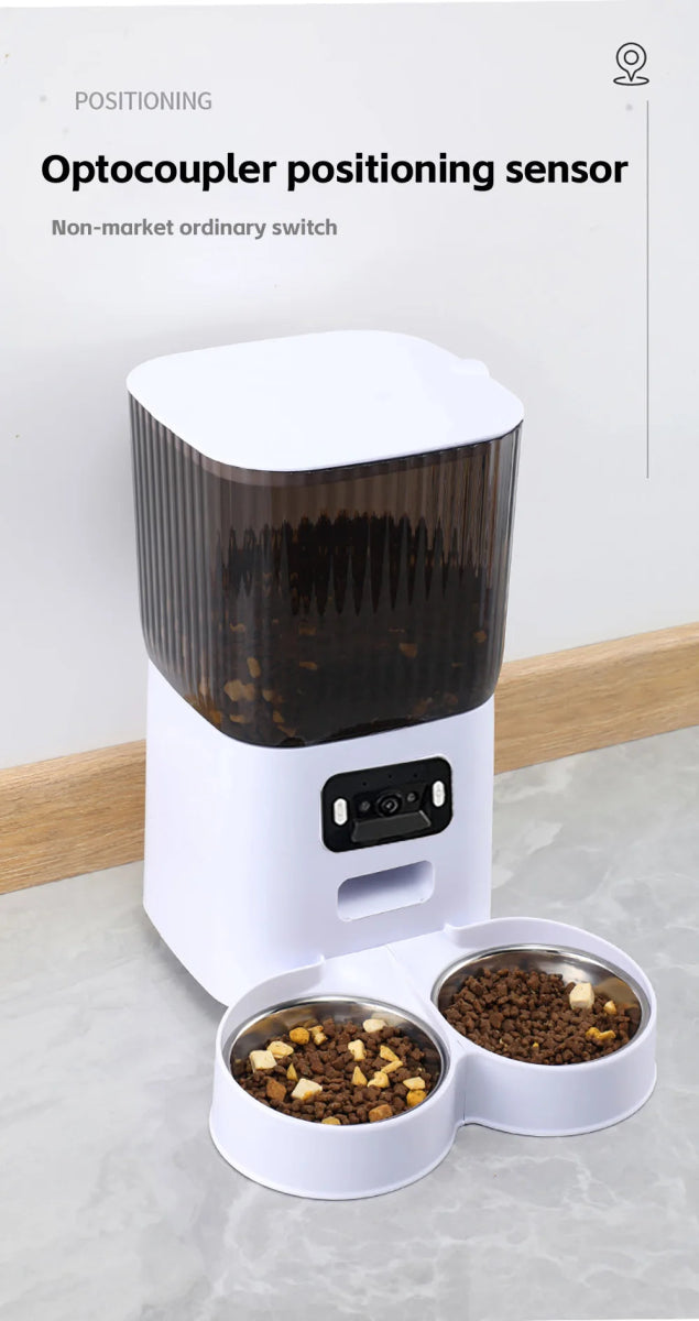 5L Pet Feeder with Camera Automatic Cat Feeder Smart Dog Food Dispenser WiFi Timing Stainless Steel Feeding Bowl（No 5V 2A Plug） - Lily.sg Global Shopping