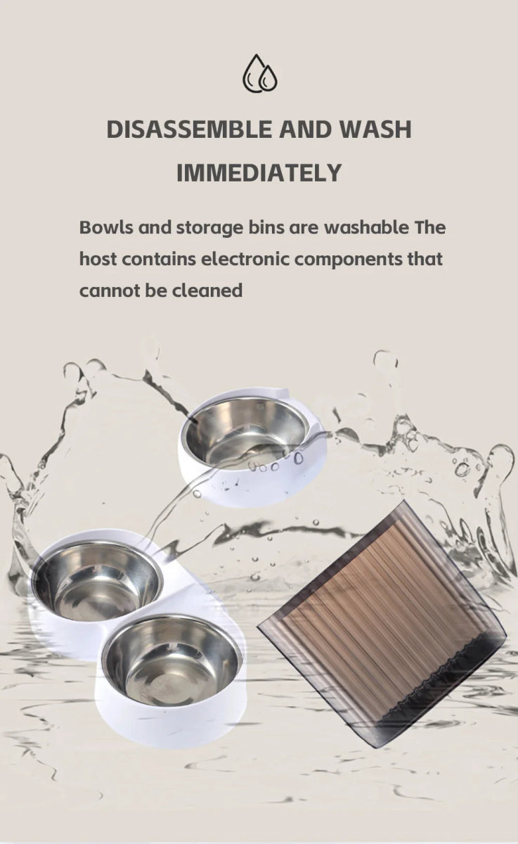 5L Pet Feeder with Camera Automatic Cat Feeder Smart Dog Food Dispenser WiFi Timing Stainless Steel Feeding Bowl（No 5V 2A Plug） - Lily.sg Global Shopping