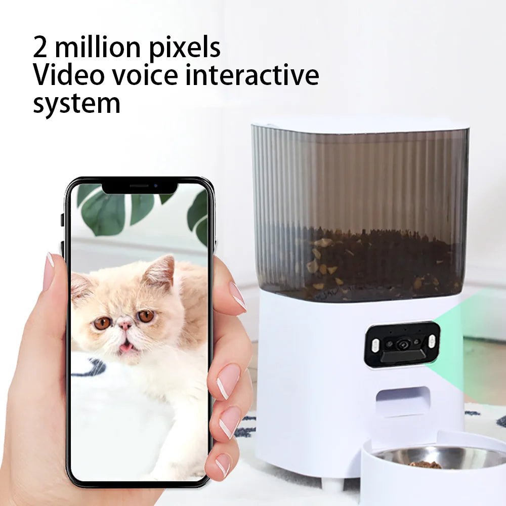 5L Pet Feeder with Camera Automatic Cat Feeder Smart Dog Food Dispenser WiFi Timing Stainless Steel Feeding Bowl（No 5V 2A Plug） - Lily.sg Global Shopping