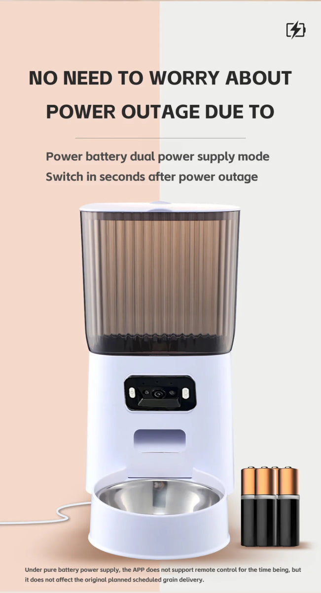 5L Pet Feeder with Camera Automatic Cat Feeder Smart Dog Food Dispenser WiFi Timing Stainless Steel Feeding Bowl（No 5V 2A Plug） - Lily.sg Global Shopping