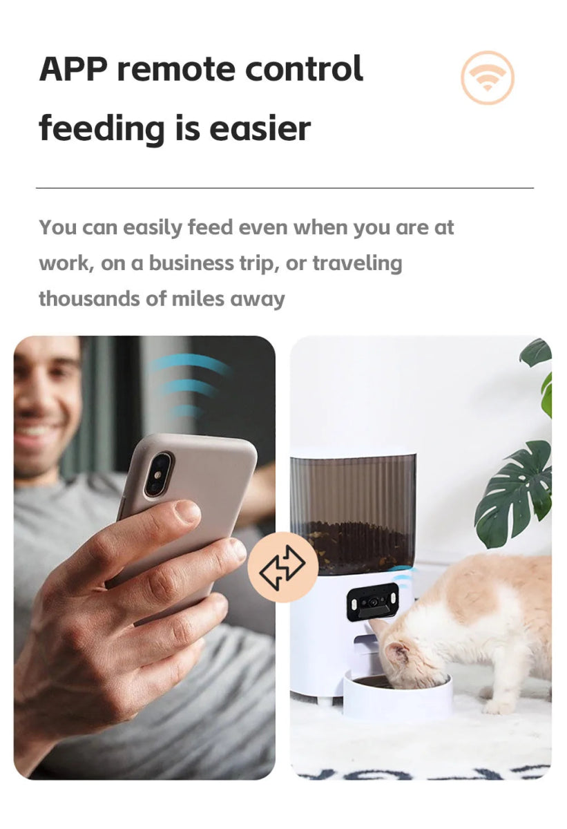 5L Pet Feeder with Camera Automatic Cat Feeder Smart Dog Food Dispenser WiFi Timing Stainless Steel Feeding Bowl（No 5V 2A Plug） - Lily.sg Global Shopping