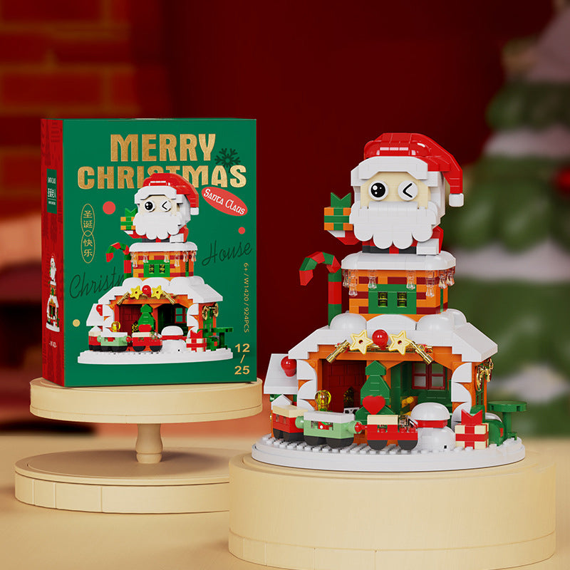Christmas Gifts Micro Building Block Series Santa Claus Reindeer Puzzle Assembling Bricks Table Decoration Toys Children Kids