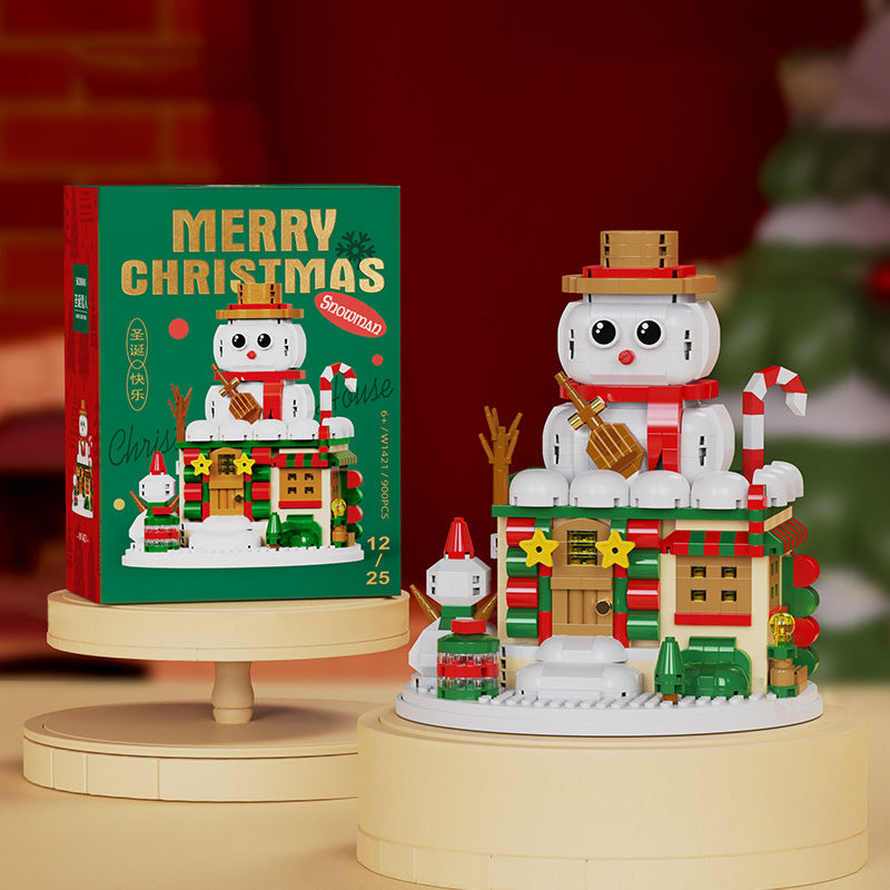 Christmas Gifts Micro Building Block Series Santa Claus Reindeer Puzzle Assembling Bricks Table Decoration Toys Children Kids