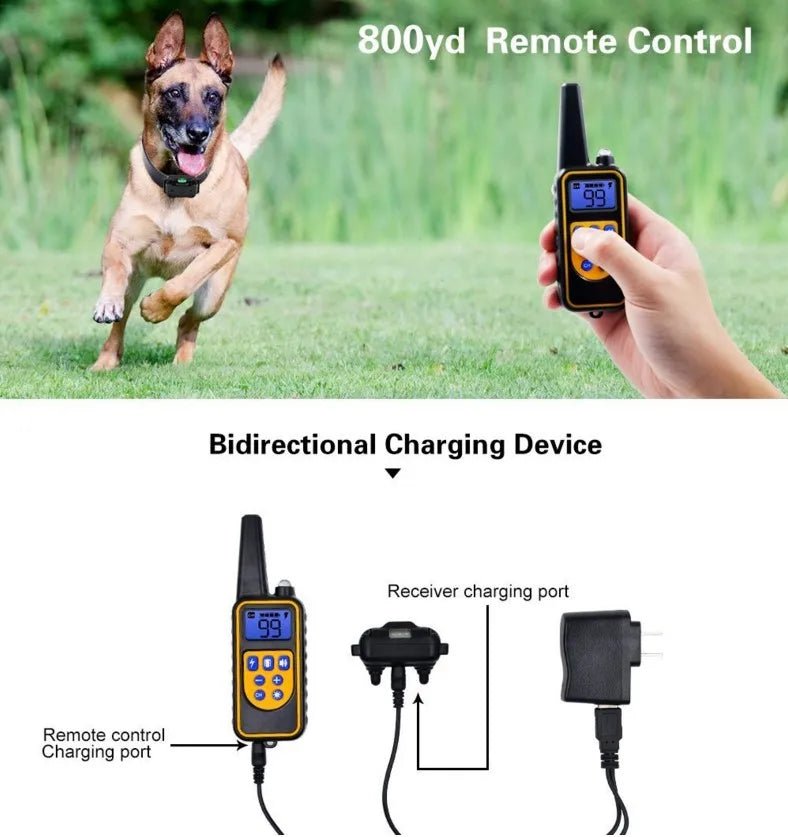 800m Electric Dog Training Collar Waterproof Pet Remote Control Rechargeable training dog collar with Shock Vibration Sound - Lily.sg Global Shopping