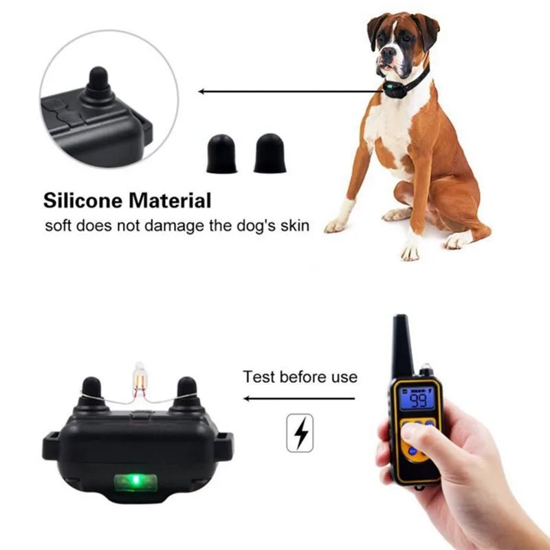 800m Electric Dog Training Collar Waterproof Pet Remote Control Rechargeable training dog collar with Shock Vibration Sound - Lily.sg Global Shopping