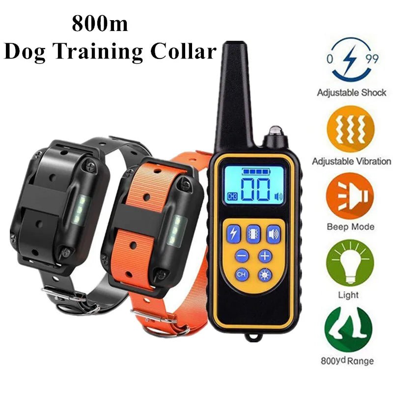 800m Electric Dog Training Collar Waterproof Pet Remote Control Rechargeable training dog collar with Shock Vibration Sound - Lily.sg Global Shopping