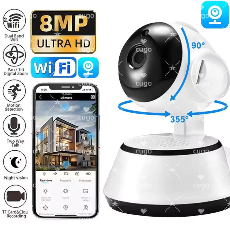 8MP IP WiFi Camera Surveillance Security Baby Monitor AI Human Tracking Cam Full Color Night Vision CCTV Indoor Video Camera - Lily.sg Global Shopping