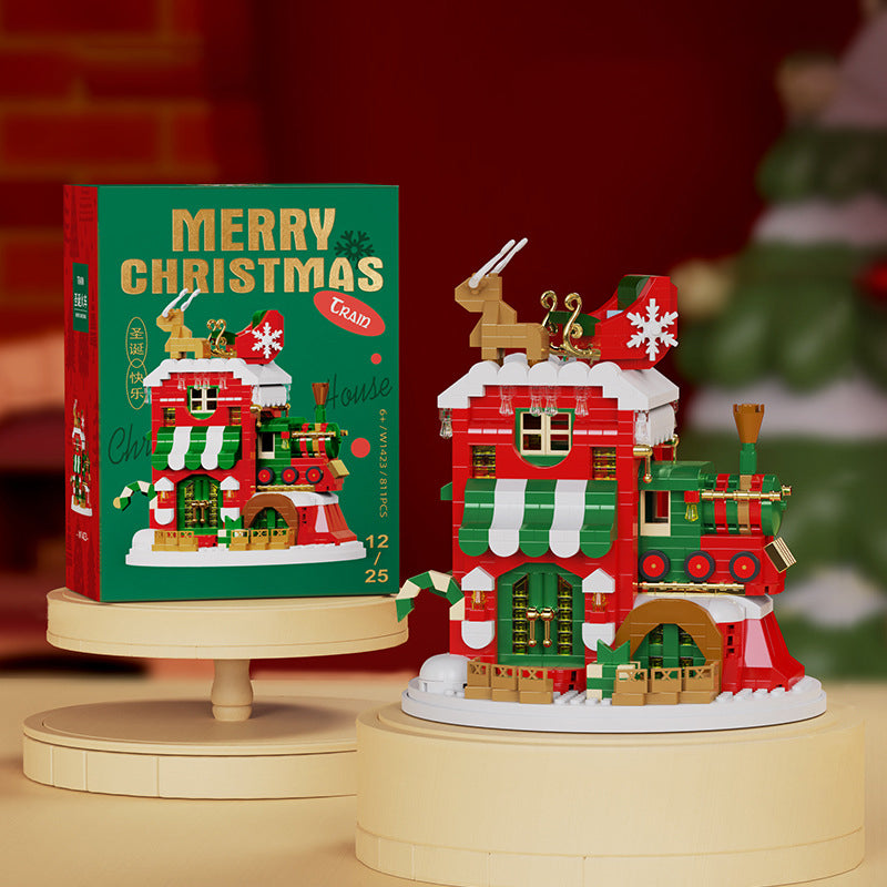 Christmas Gifts Micro Building Block Series Santa Claus Reindeer Puzzle Assembling Bricks Table Decoration Toys Children Kids