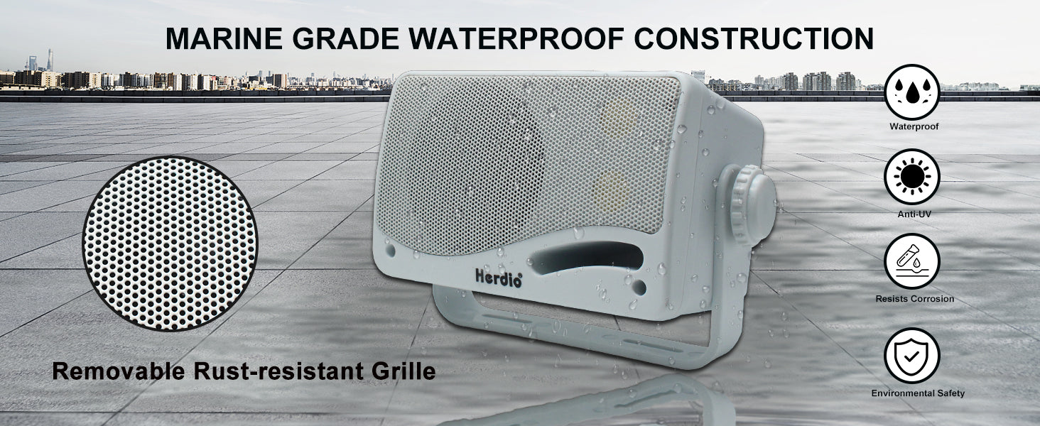 Herdio 3.5‘’ 2PCS Passive Outdoor Speakers Wired Waterproof 200W 3 Way Premium Mountable Wall Mount Speakers With Superior Sound