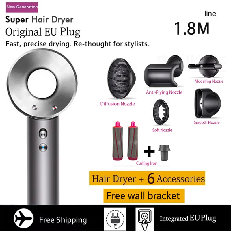 Professional Leafless Hair Dryer, High-Speed Negative Ion 110,000 Rpm, Professional Hair Care, 62M/S Wind, 1600W, Quick Drying