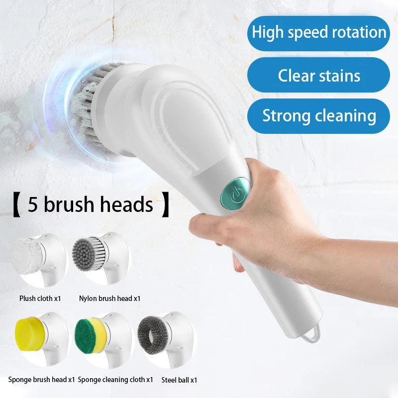Wireless Handheld Electric Cleaning Brush USB Rechargeable Electric Rotary Scrubber Multifunctional Cleaning Gadget Household