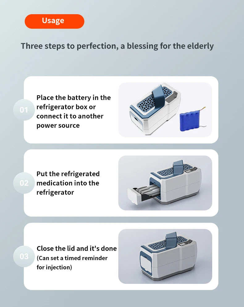 7800mAH*1 Battery Portable Insulin Cooler Box Household Car Rechargable Medical Medicine Refrigerator Mini Smart Fridge with Bag