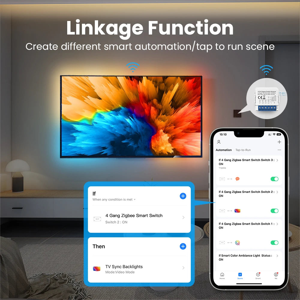 AVATTO Tuya WiFi Zigbee Smart Light Switch Module，Neutral Wire/No Neutral Wire Control DIY Breaker Work For Alexa, Google Home