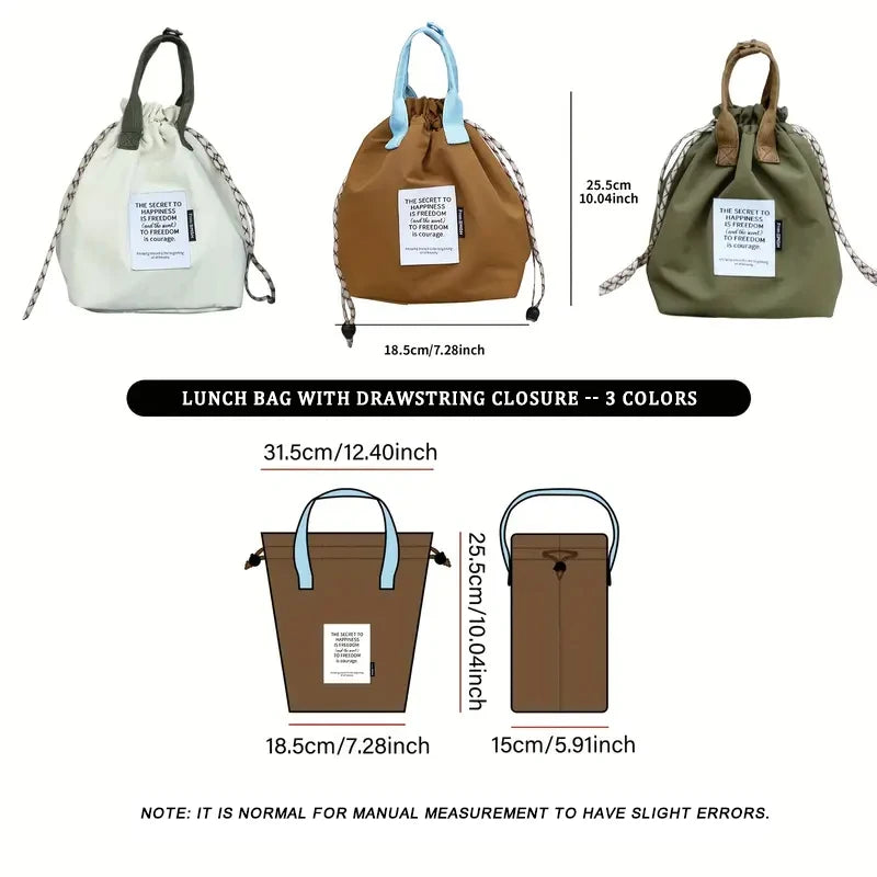 Large Capacity Insulation Waterproof Lunch Bag with Drawstring Closure Thickened Fruit Cooler Bento Bag for Picnic Handle Bag