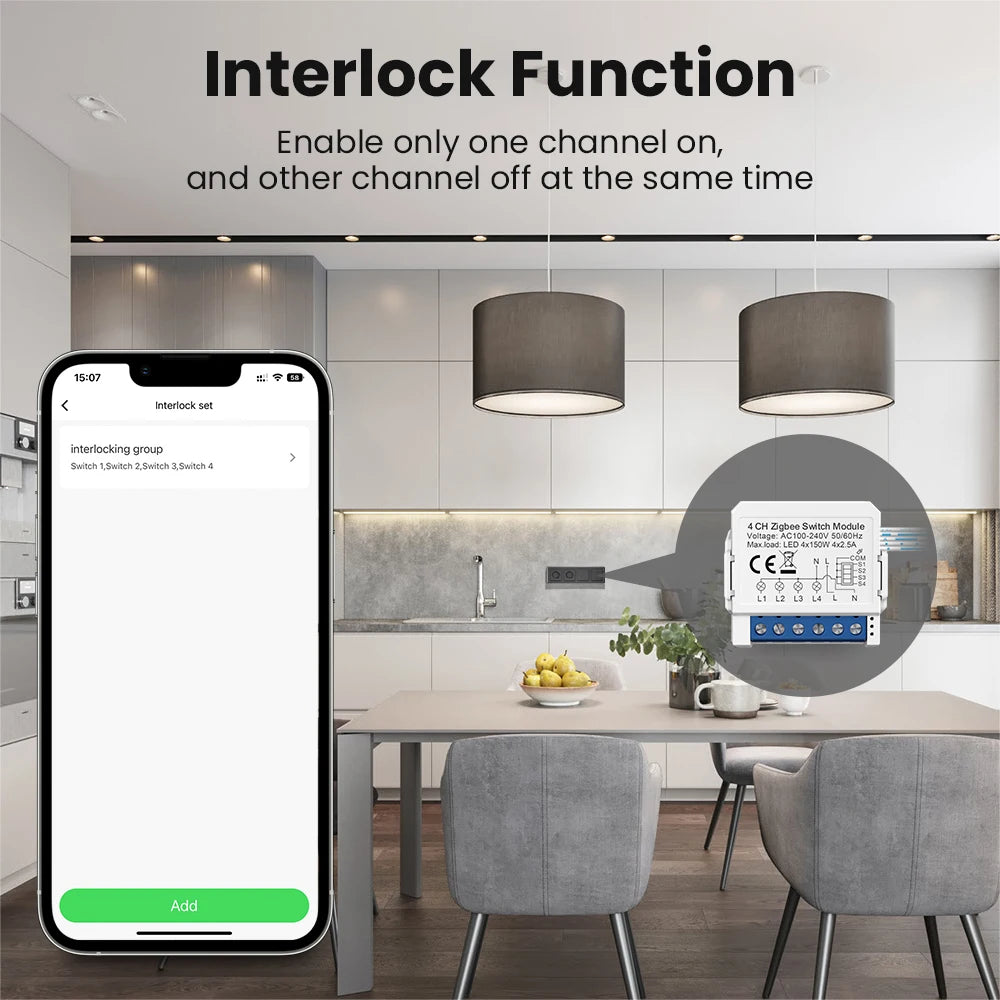 AVATTO Tuya WiFi Zigbee Smart Light Switch Module，Neutral Wire/No Neutral Wire Control DIY Breaker Work For Alexa, Google Home
