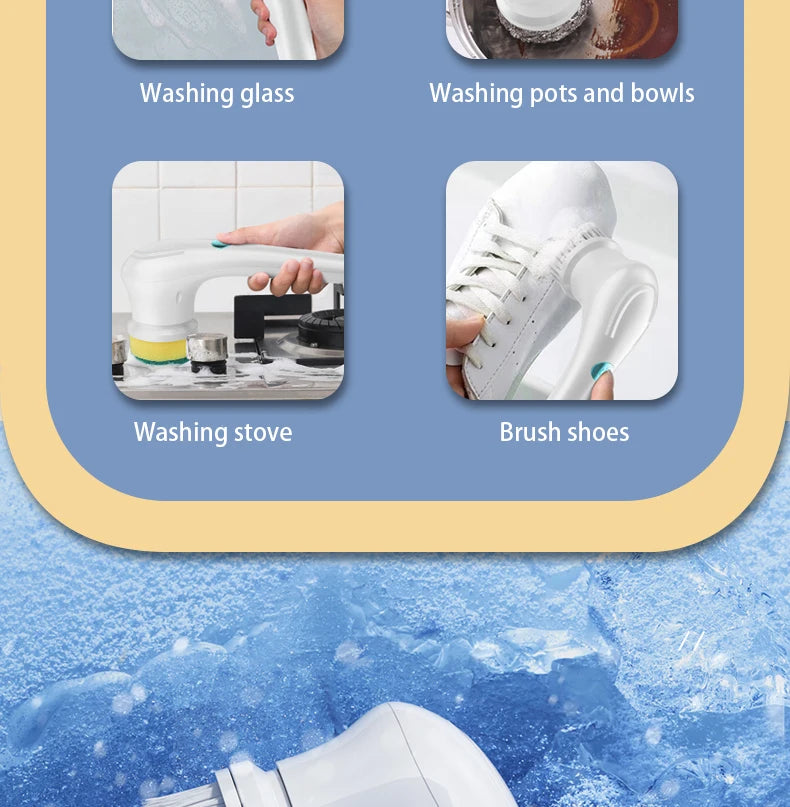 Wireless Handheld Electric Cleaning Brush USB Rechargeable Electric Rotary Scrubber Multifunctional Cleaning Gadget Household