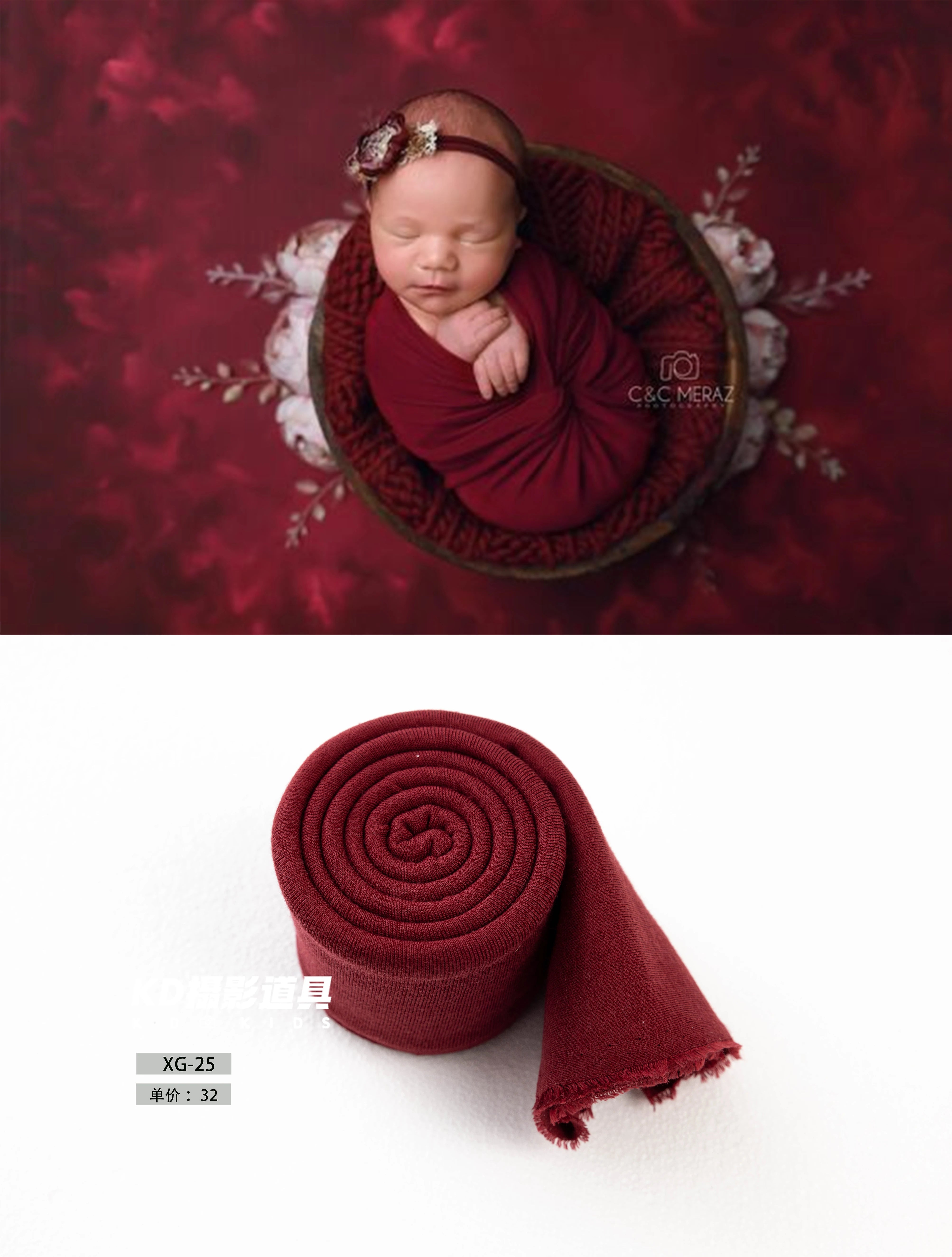 KD Newborn Photography Props Red LOVE Theme Photo Set Stretch Wrap Artificial Flower Baby Shoot Decoration Studio Accessories