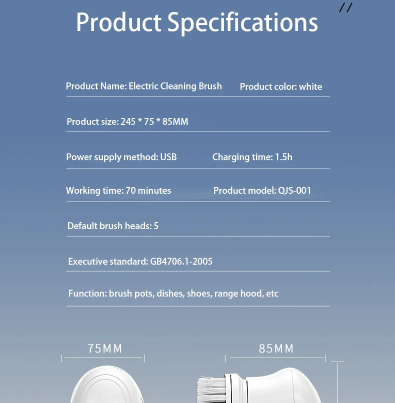 Wireless Handheld Electric Cleaning Brush USB Rechargeable Electric Rotary Scrubber Multifunctional Cleaning Gadget Household