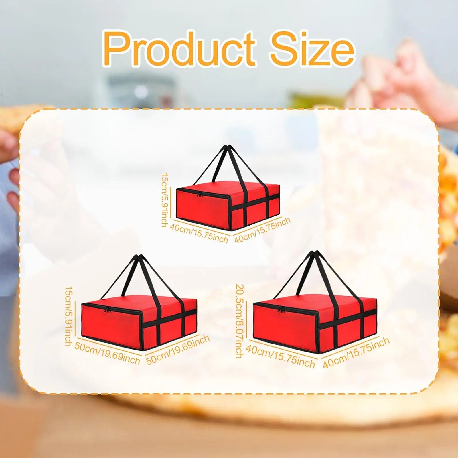 Food Pizza Develivey Bag Fresh Keeping Reusable Lightweight Fully Insulated for Personal Outdoor Catering Shopping Professional