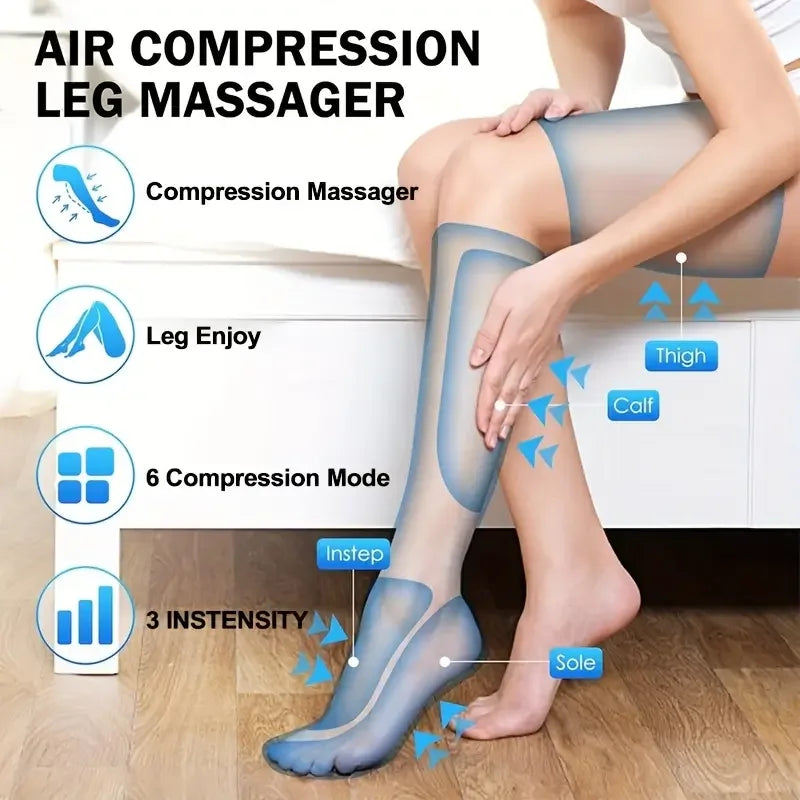 Home Air Wave Leg Massager with Intelligent Inflatable Air Pressure Therapy for Circulation Beauty Instrument
