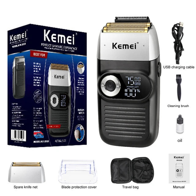 Kemei Electric Barber Foil Shaver Multifunctional Beard Hair Razor Reciprocating Men Bald Head Shaving Machine KM-2026 2028 TX1