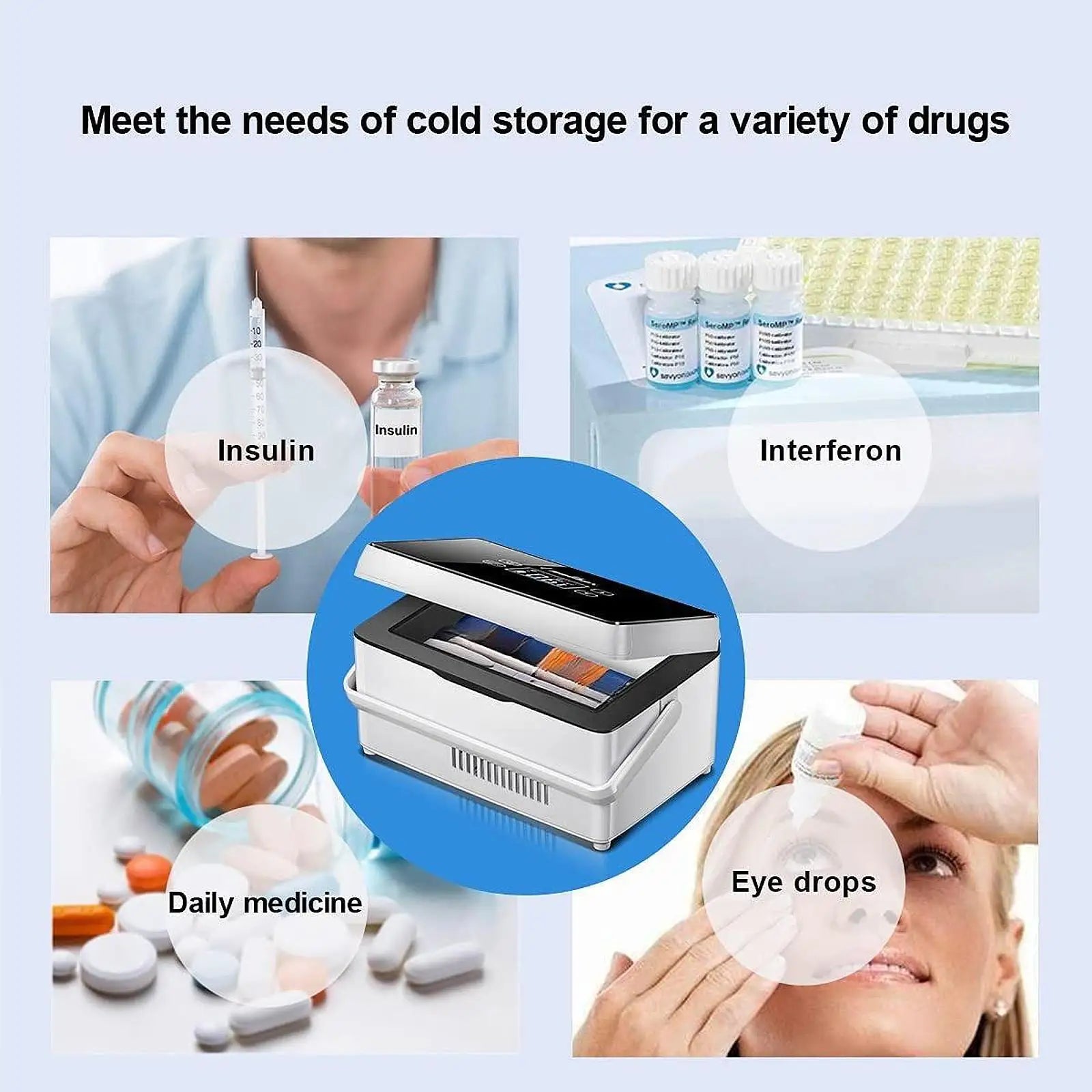 Insulin Cooler Travel Box Mini Insulin Case Medicine Cooler Portable Diabetic Box Keeping Cooling Car Cooler Box LED Display