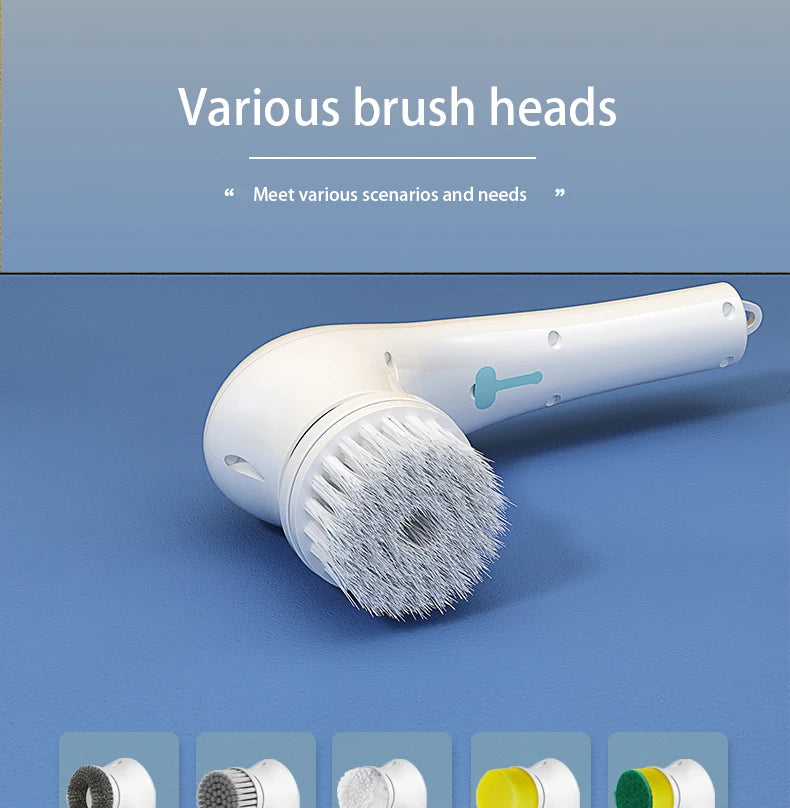 Wireless Handheld Electric Cleaning Brush USB Rechargeable Electric Rotary Scrubber Multifunctional Cleaning Gadget Household