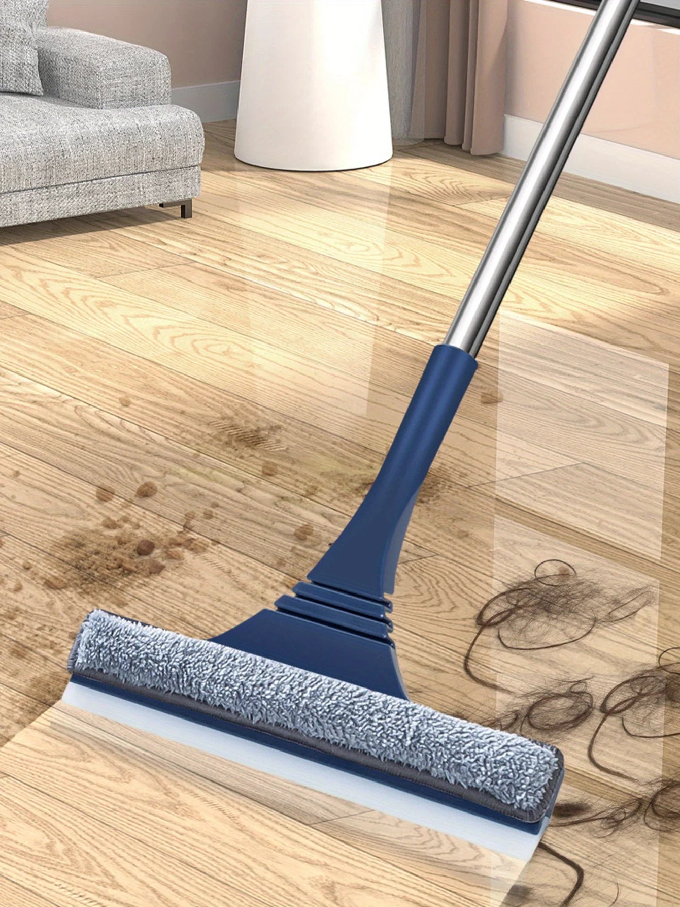 2 in 1 Window Mesh Screen Brush Dual-Sided Cleaning Blade Telescopic Long Handle Window Mop Squeegee Wiper for Home Cleaning