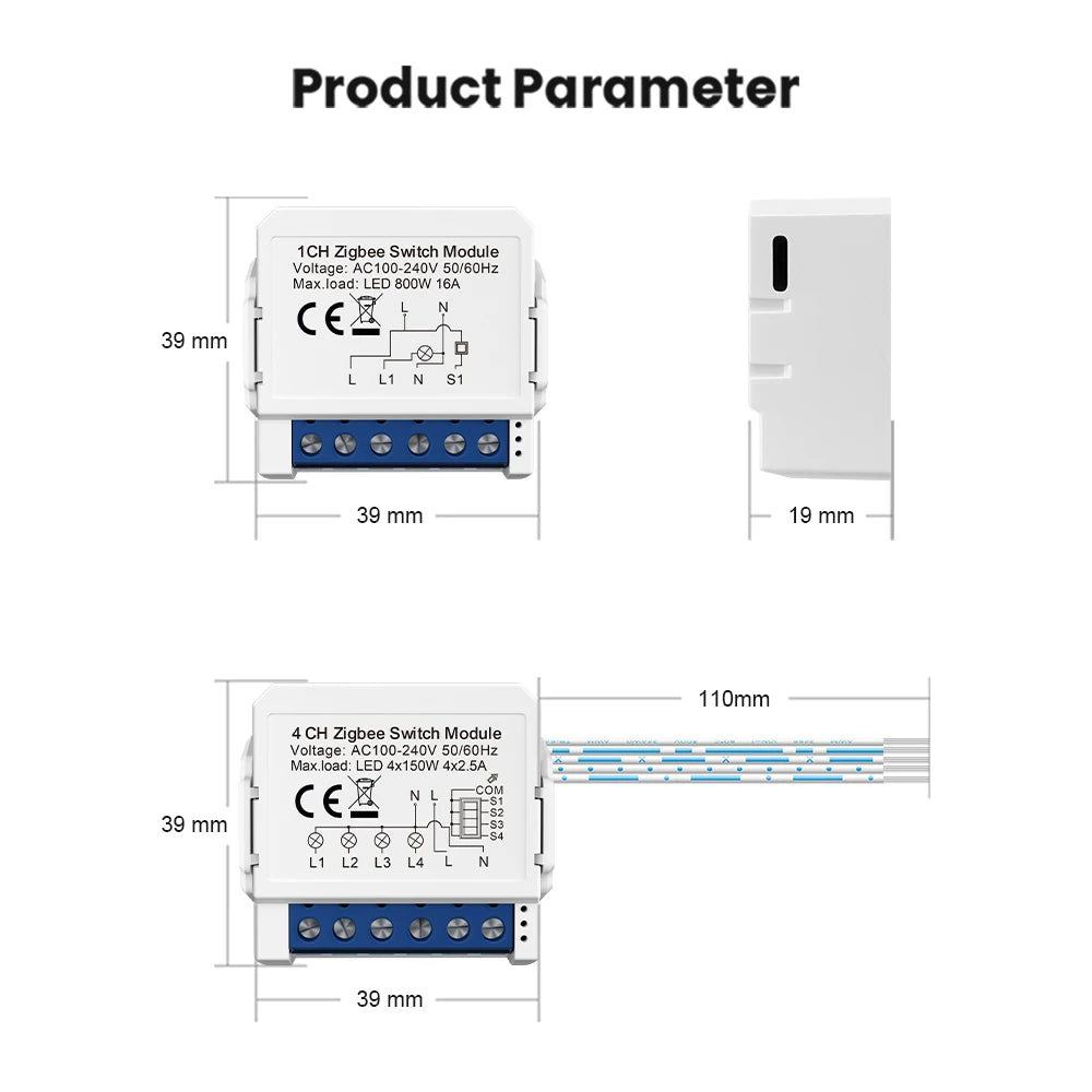 AVATTO Tuya WiFi Zigbee Smart Light Switch Module，Neutral Wire/No Neutral Wire Control DIY Breaker Work For Alexa, Google Home