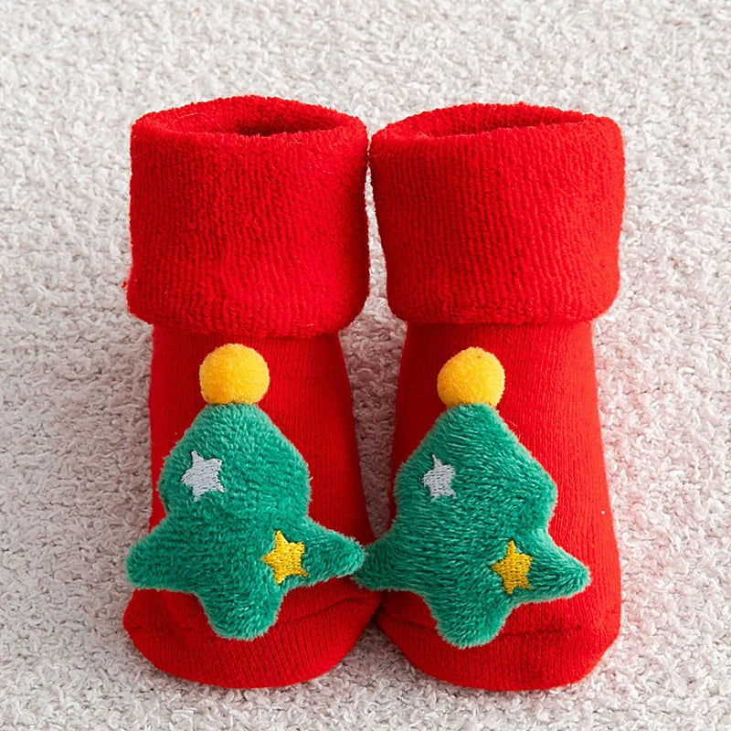 Kids Children's Socks for Girls Boys Non-slip Print Cotton Toddler Baby Christmas Socks for Newborns Infant Short Socks Clothing