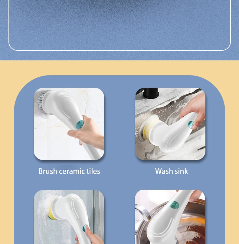 Wireless Handheld Electric Cleaning Brush USB Rechargeable Electric Rotary Scrubber Multifunctional Cleaning Gadget Household