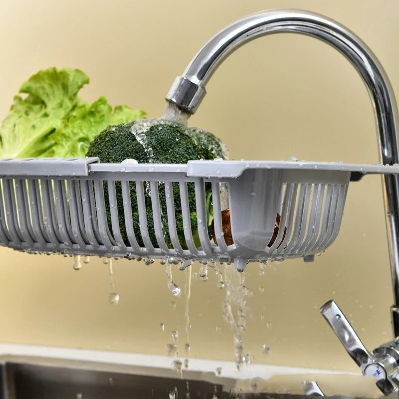 Kitchen Storage Rack Soap Sponge Rack Adjustable Vegetable Drain Basket Sink Rack Retractable Multifunctional Kitchen Tools