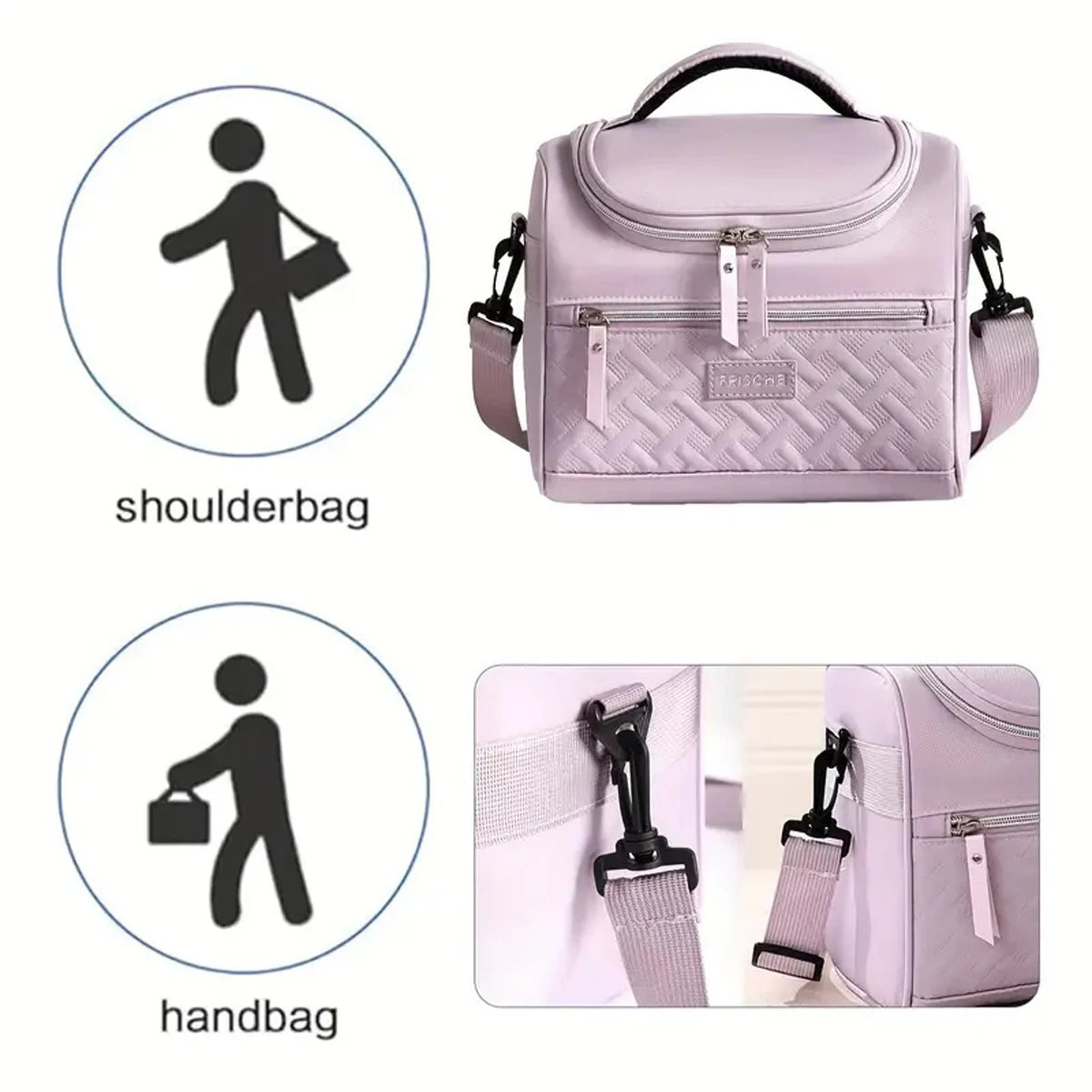 Large Insulated Lunch Bag Cooler Hand washable durable polyester lunch box with padded shoulder strap for work, school, picnics