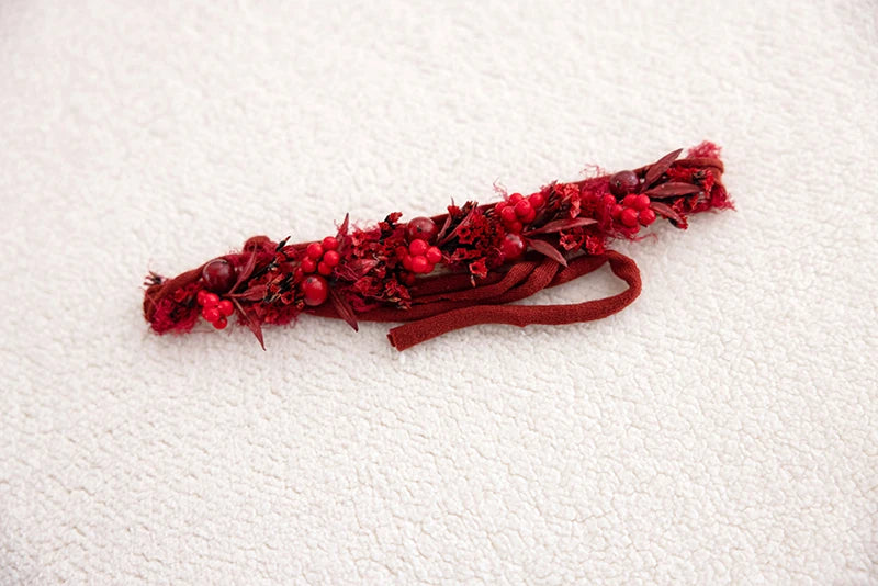 KD Newborn Photography Props Red LOVE Theme Photo Set Stretch Wrap Artificial Flower Baby Shoot Decoration Studio Accessories