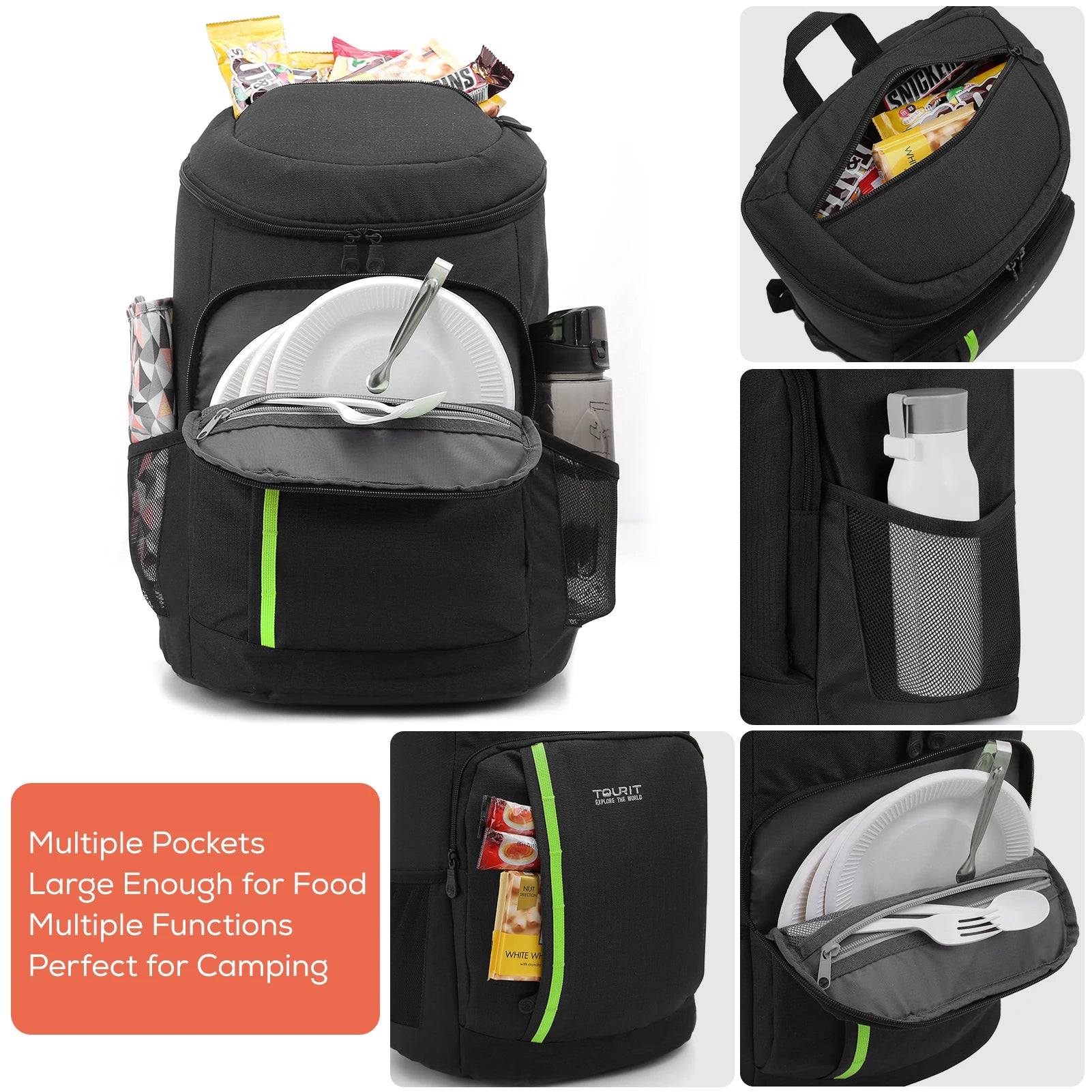 Thermal Backpack TOURIT Picnic Cooler Bag Large Capacity Meal Thermal Bag With Bottle Opener Leakproof Insulated Cooler Bags