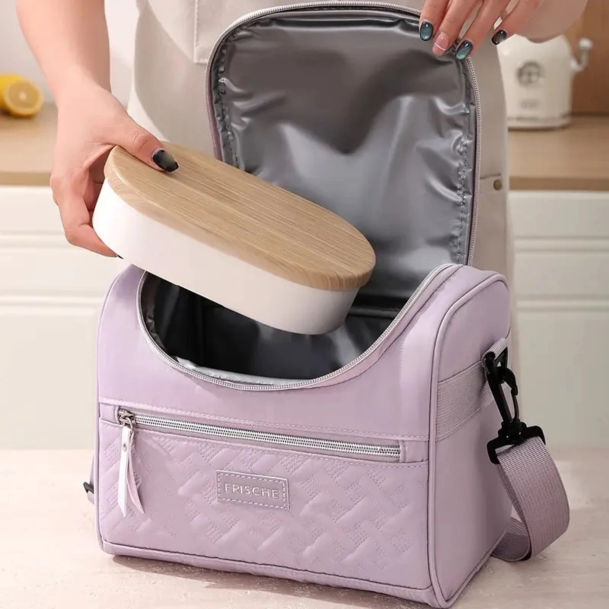 Large Insulated Lunch Bag Cooler Hand washable durable polyester lunch box with padded shoulder strap for work, school, picnics