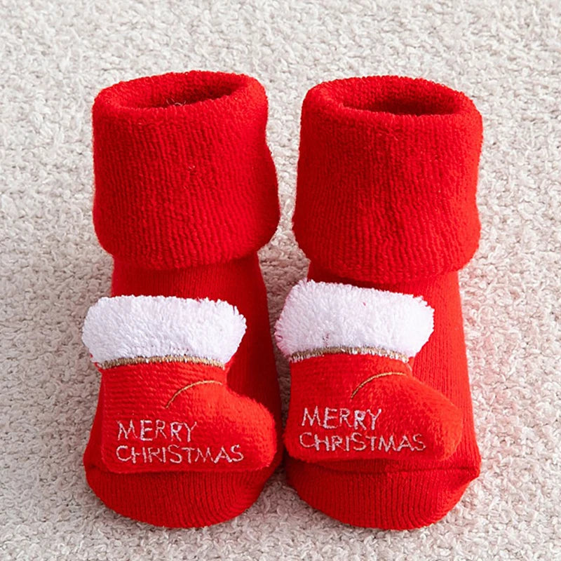 Kids Children's Socks for Girls Boys Non-slip Print Cotton Toddler Baby Christmas Socks for Newborns Infant Short Socks Clothing
