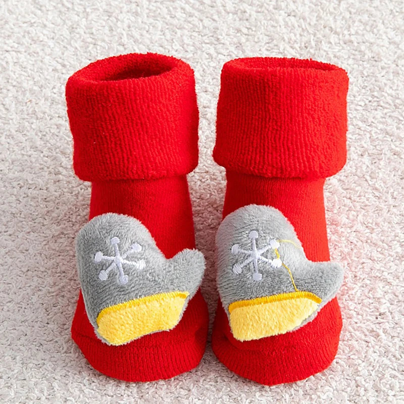Kids Children's Socks for Girls Boys Non-slip Print Cotton Toddler Baby Christmas Socks for Newborns Infant Short Socks Clothing