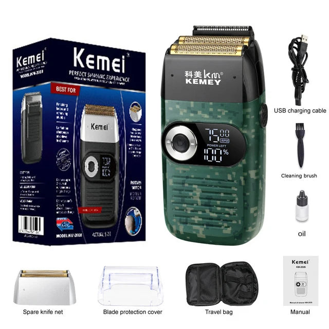 Kemei Electric Barber Foil Shaver Multifunctional Beard Hair Razor Reciprocating Men Bald Head Shaving Machine KM-2026 2028 TX1